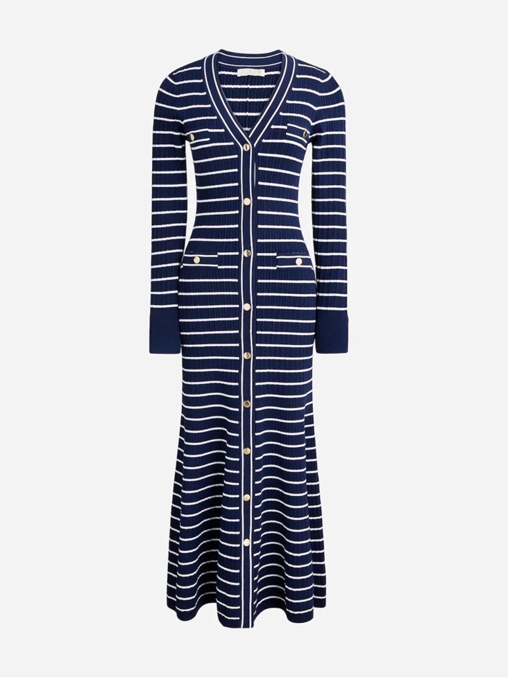 J Crew navy and white stripes sweater dress S